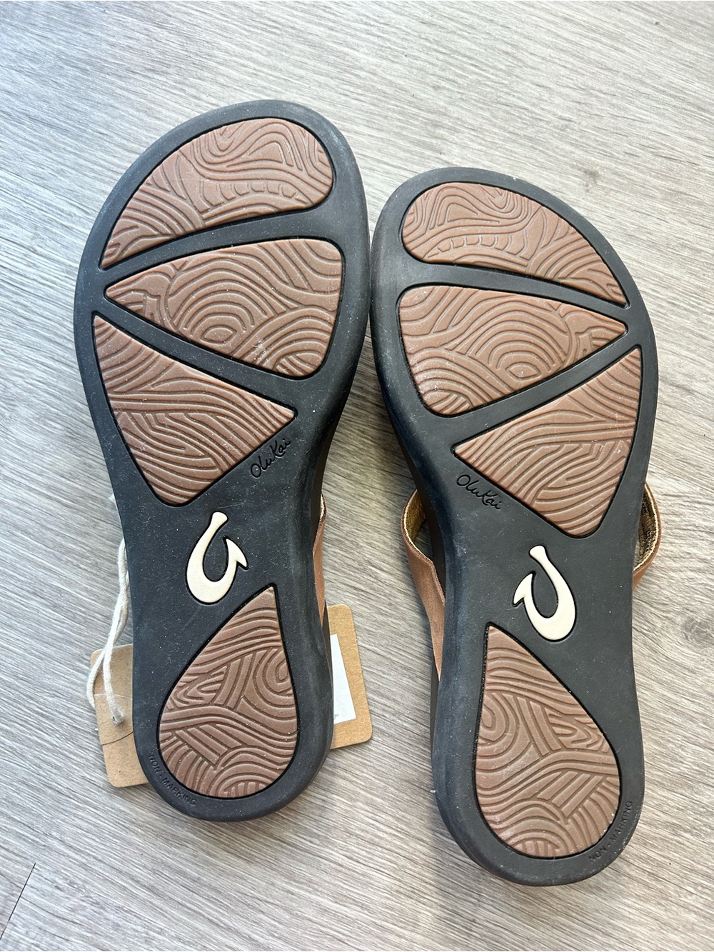 OluKai Women's Tan Strap Flip Flops with Black Footbed - Picture 5 of 6